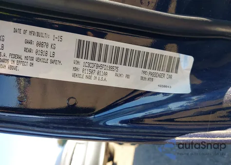 2015 Dodge Dart Sxt from USA, damaged, VIN 1C3CDFBH5FD199575